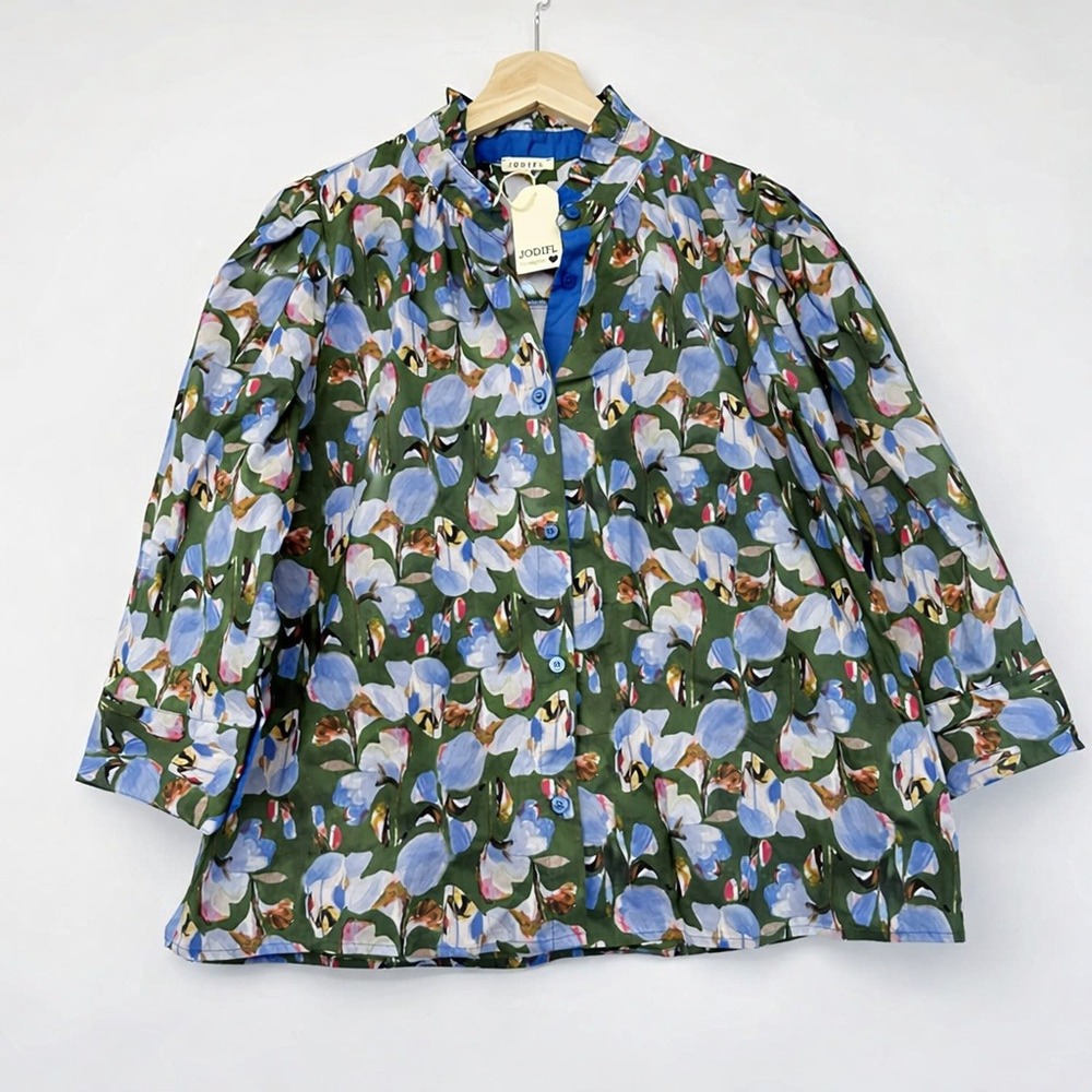 Jodifl 100% Cotton Floral Button Front Top Medium NWT Women's Blouse